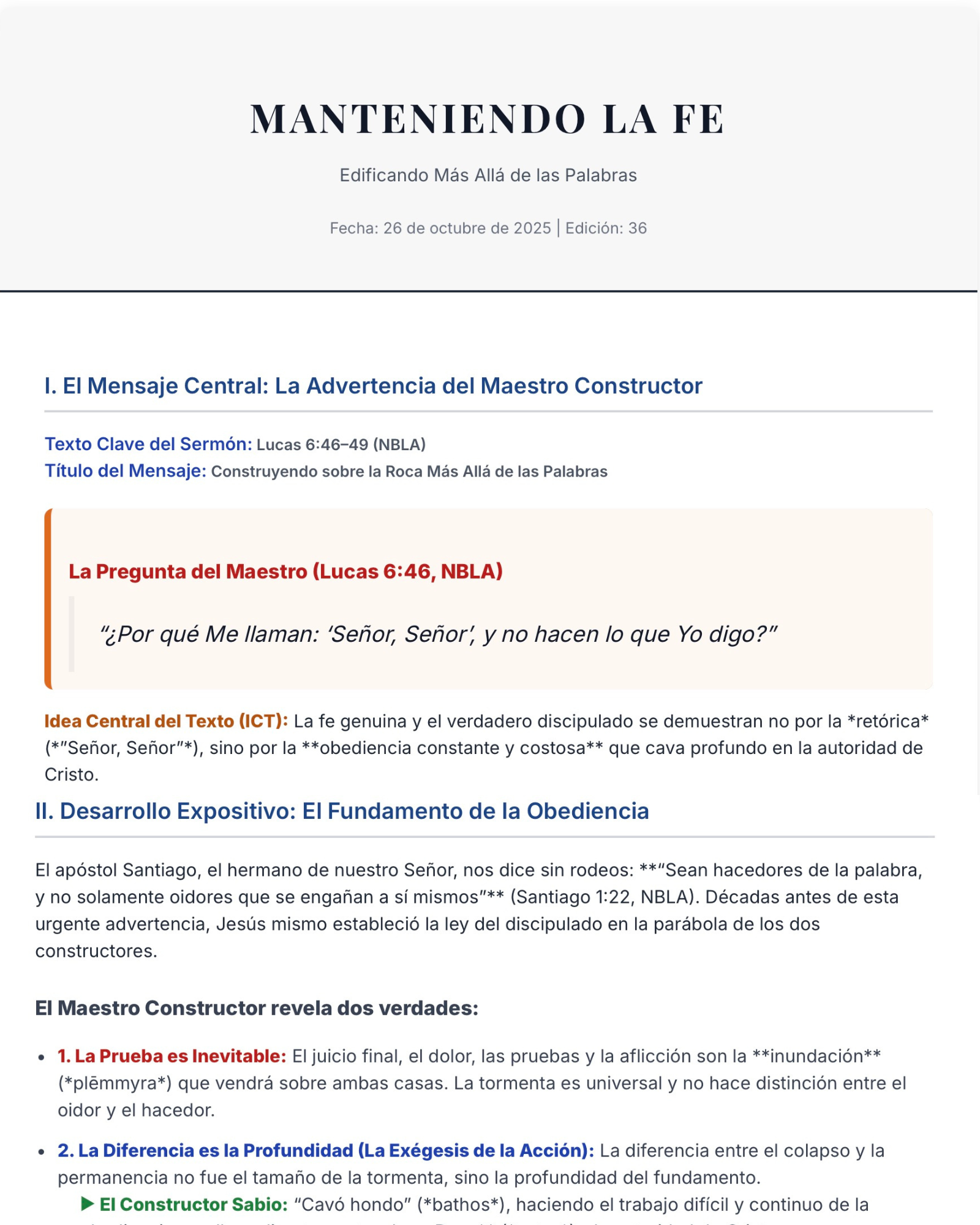 Página 1 del Boletín Semanal Expositivo