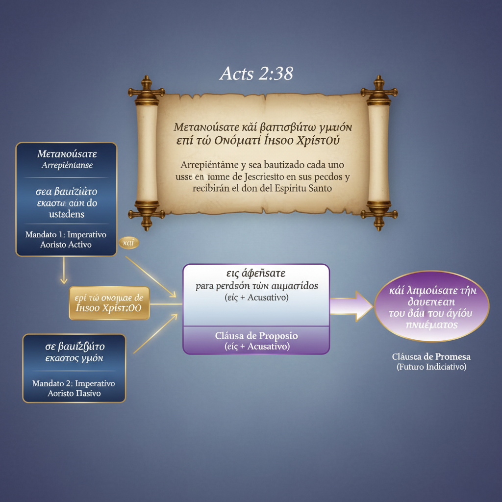 Diagrama sintáctico de Hechos 2:38, versión 2